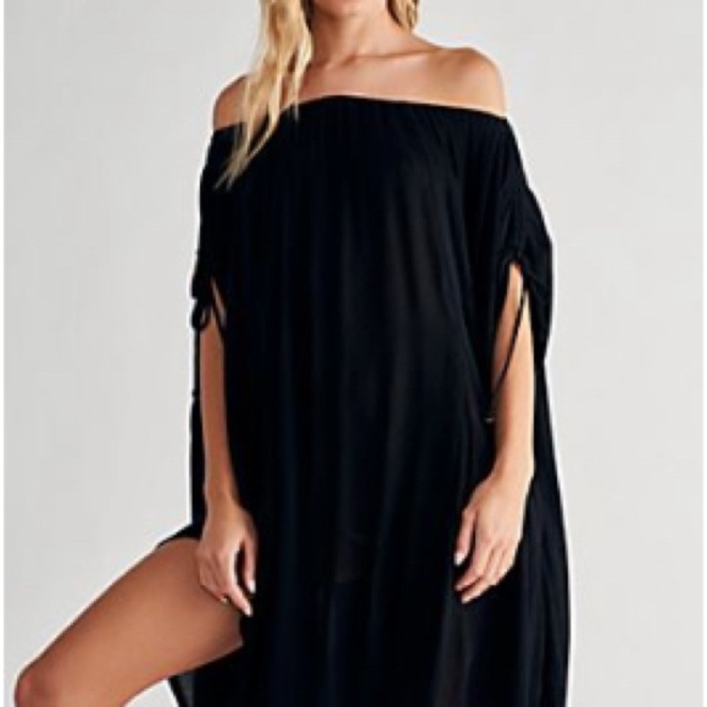 We The Free Black Off-Shoulder Midi Dress
